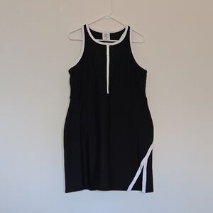 Sage Collective Black Athleasure Dress Half Zip Preppy Spring Pickleball Tennis